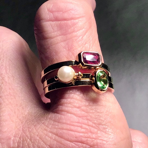 🌺NEW! Gold & Gemstone Stacking Rings - Picture 3 of 11